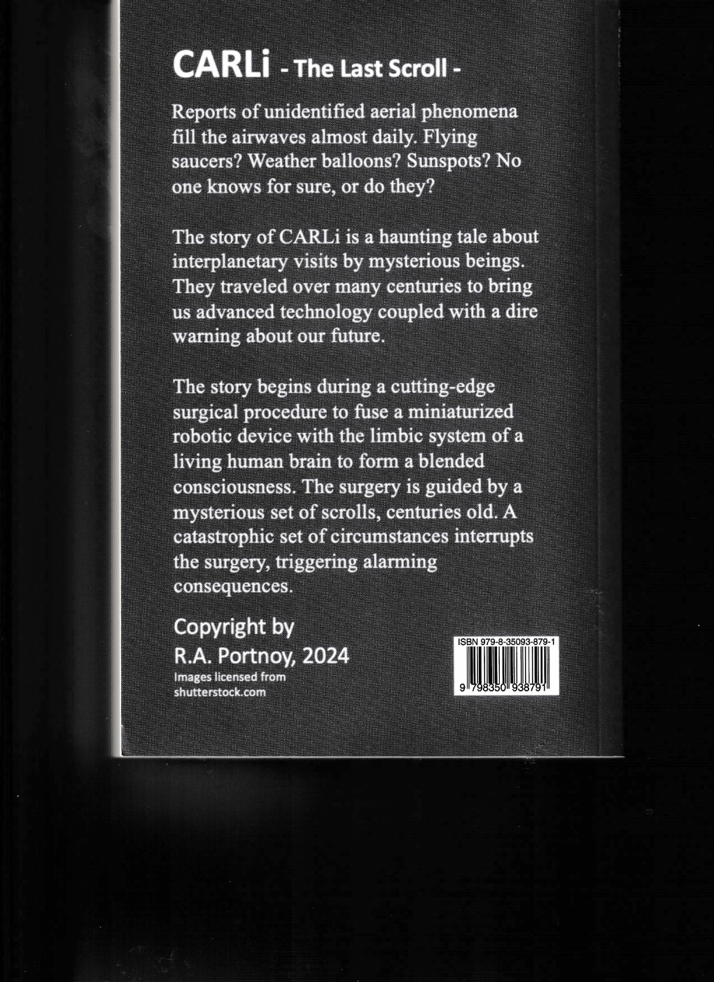 Back cover of CARLi—The Last Scroll