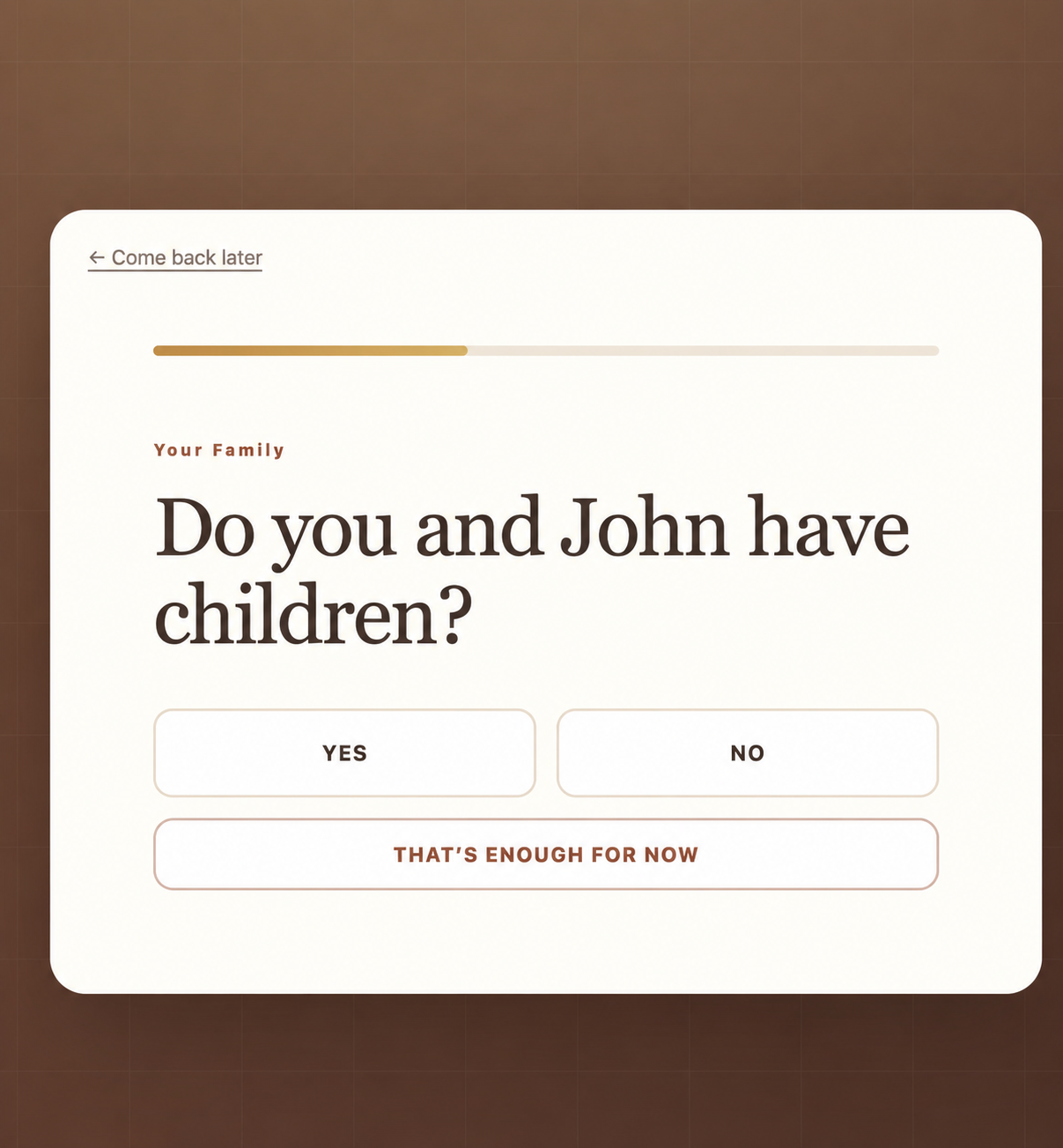 My Memory Partner asking a simple family-memory question