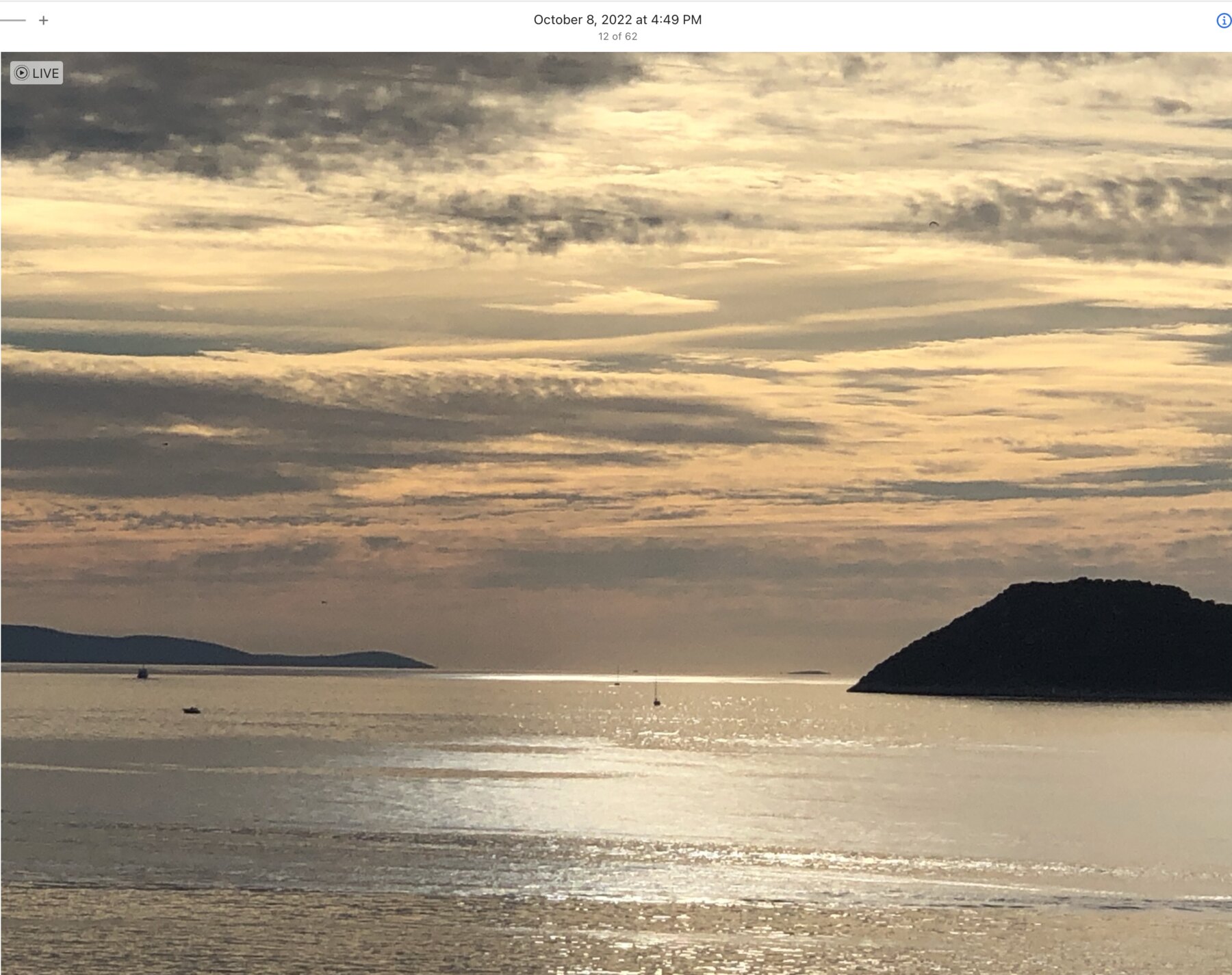Quiet golden sunrise above sea and islands